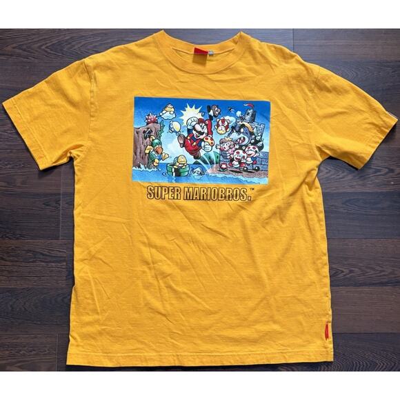 Clothes Super Mario Brothers T -Shirt Orange L Size Bros. 35Th Anniversary Ninte - Picture 1 of 8